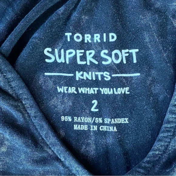 Torrid Plus 2 2X Super Soft Knit Mini Trapeze Dress Gray Tie Dye Stretch Pockets - Picture 4 of 8